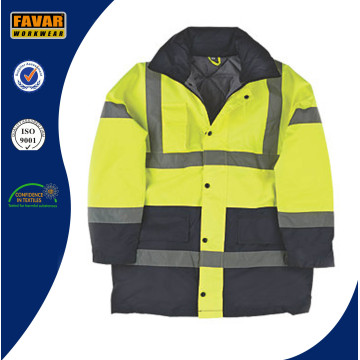 Hi-Vis amarelo / azul marinho acolchoado 2 Tone casaco Workwear