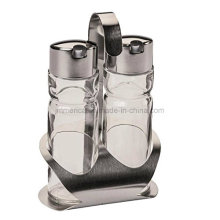 Transparent Oil Bottles with Stainless Steel Stand