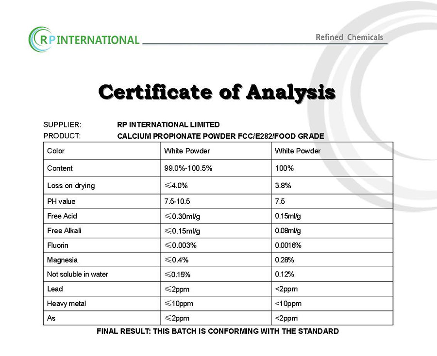 Specification-Calcium Propionate