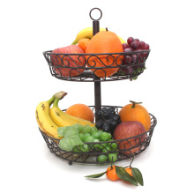 2 Tiers Metal Wire Fruit Bowl Baskets