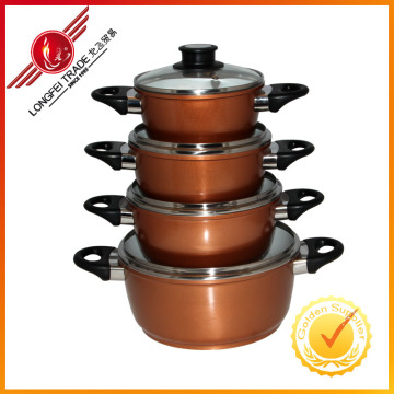 4 PCS Glass Cover Colored Aluminum Pot