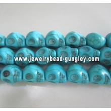 Howlite skull beads - medium blue