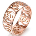 Beautiful Hollow Out Camellia Ring 18K Rose Gold Plated Women Ring Fashion Jewelry Wholesale Titanium Metal Finger Ring Band