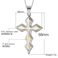 Titanium steel three layers cross pendant