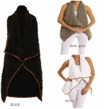 Monogrammed Cream/Tan Faux Fur Vest (10122)