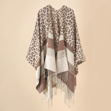 Invierno Leopardo Fashion Shawlfal Poncho Poncho Fringe