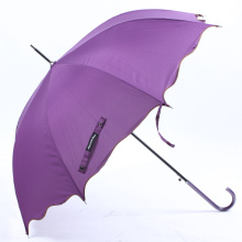 Auto Open Pure Edged Curved Handle Straight Umbrella (BD-74)