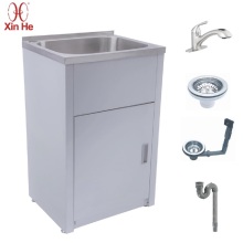 Freistehende Edelstahl -Waschkabinett mit Waschbecken