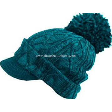 Promotion custom winter knit bobble pom hat