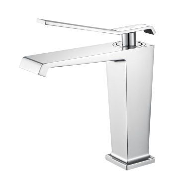 Chrome Single Square Handle Deck Mounted Hot And Cold Lead Free Brass Matt Black Basin Faucet