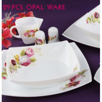 29 Head Milky White Glass Tableware With Dishes