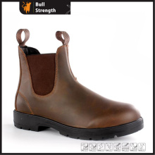 Cavalo louco marrom escuro couro Chelsea Boot sem dedo (SN5450)