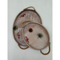 Oval Wooden Plate Set With Jute