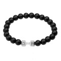 Black agate stone fit life dumbbell bracelet