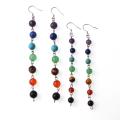 8MM / 6MM grânulos de pedra 7 Chakra Earring Healing