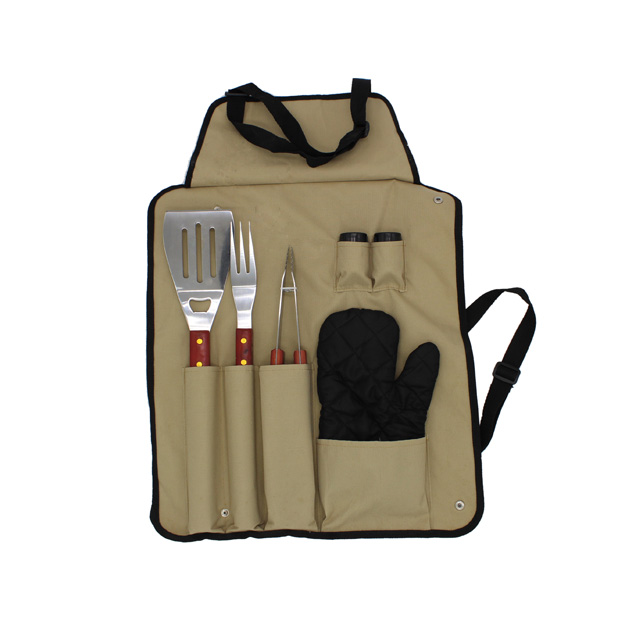 6PCS Protable BBQ Tools Set With Apron