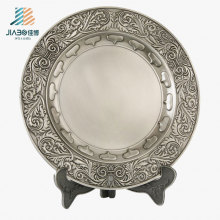 Поставка античное серебро 21см логотип Сувенирная тарелка в металлическом подарок