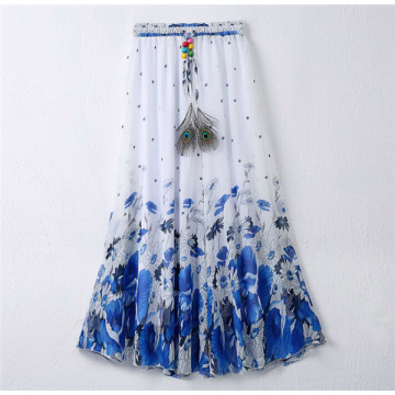 2016 Latest Design Women Printed Chiffon Beach Bohemian Skirt (16701)