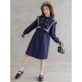 Autumn and winter British girls' college style knitted wool dress