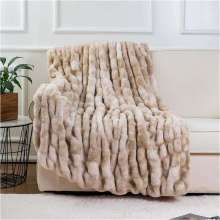 Flannel Wave rabbit fur blanket leisure sofa blanket