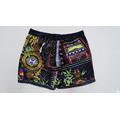 Black retro print men's beach shorts