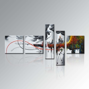 Handgemalte Gruppe 5 Stück Moderne Framed Home Decor Leinwand Wand Kunst Abstract Ölgemälde (XD5-129)