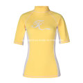 Amarelo brilhante upf50 + Lycra Rash Guard camisas para mulheres (SNRG05)