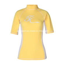 Bright Yellow Upf50 + Lycra Rash Guard Chemises pour les femmes (SNRG05)