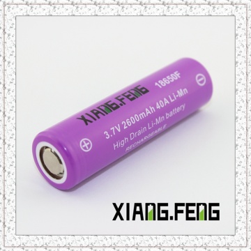 3.7V Xiangfeng 18650 2600mAh 40A Imr Rechargeable Lithium Battery E Cig Battery