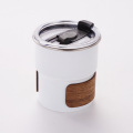 Outdoor Cup with Wood Holder and Plastic Lid