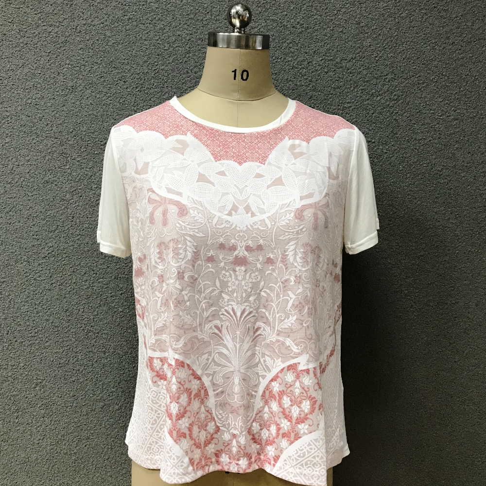 Women's cotton round neck printed knitted top