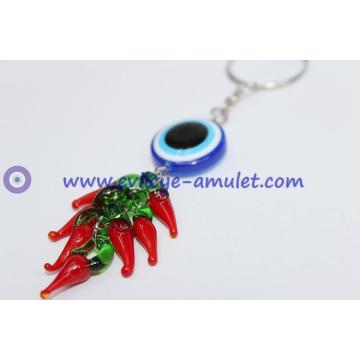 Blue evil eye seven red pepper keychain wholesale