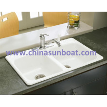 Sunboat Enameled Cast Iron Water Channel/ Pentrough /Flume/ Double Sink Enamel Cast Iron Sink