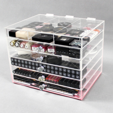 Cubo organizador de almacenamiento de maquillaje acrílico transparente