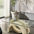 Dinning Room Furniture 6/8 Seat Glass Travertine Table