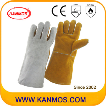 Double Color Cowhide Industrial Leather Safety Welding Work Gloves (11124)