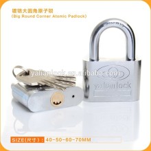 2015 Wholesale chrome Plated Arc Atom keys Iron padlock with Big Round Corner