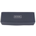 Black corrugated shipping box with white logo