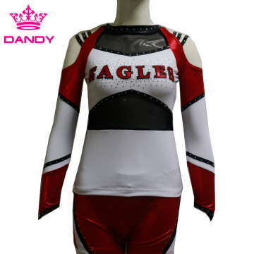 Custom All Stars Metallic Long Sleeve Cheerleading Uniforms