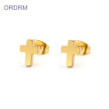 Stainless steel gold cross stud earrings