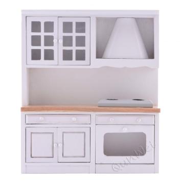 1/12 scale wooden dollhouse kitchen cabinet furniture set