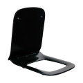 Asiento de inodoro negro Duroplast, suave cerca, forma cuadrada