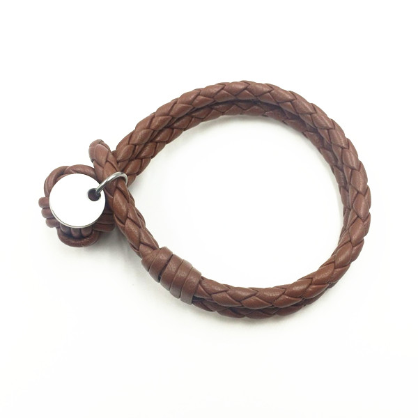 Mens Fashion Monkey Fist Knot Brown Leather Bracelet