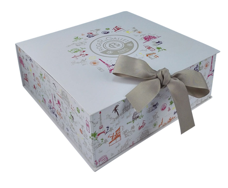 Perfect folding gift box with satin ribbon