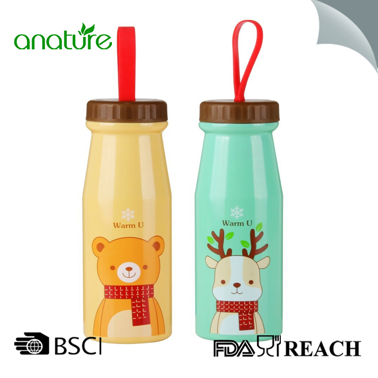 Steel Water Bottle Silicone Handle Lid For Kids