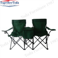 Chaise à double camping extérieure pliable avec parapluie solaire