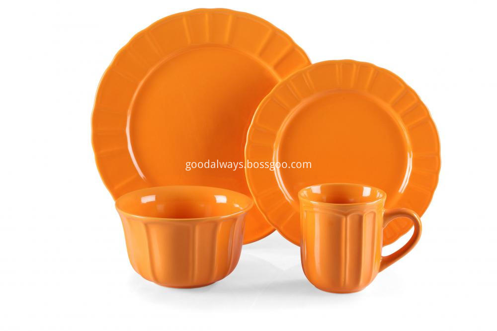 Stonewaer emboosed dinnerset orange