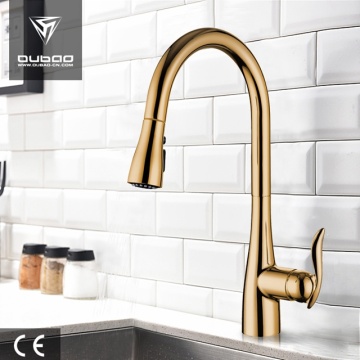 Plated Gold Single Hole Tap Faucets With Spray