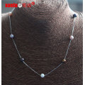 Fashion Jewelry 7mm Round Freshwater Pearls with Silver Chain Necklace (E130154)