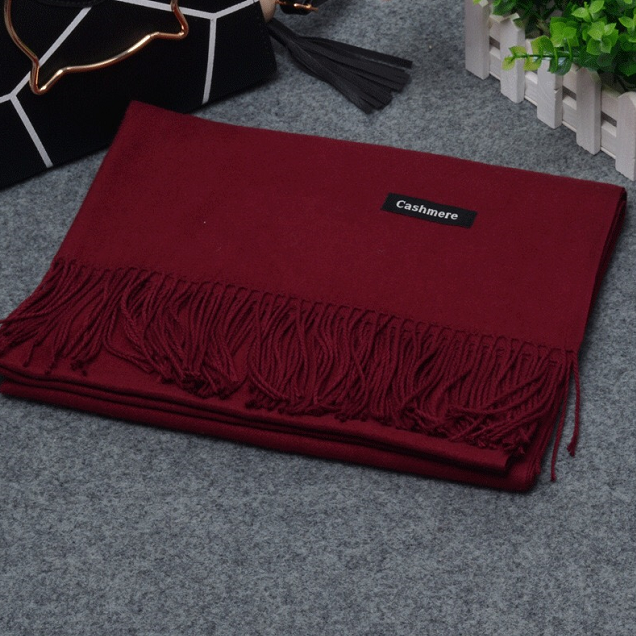 Womens Unisex Autumn Winter Tassels Solid Color Shawl Scarf Muffler